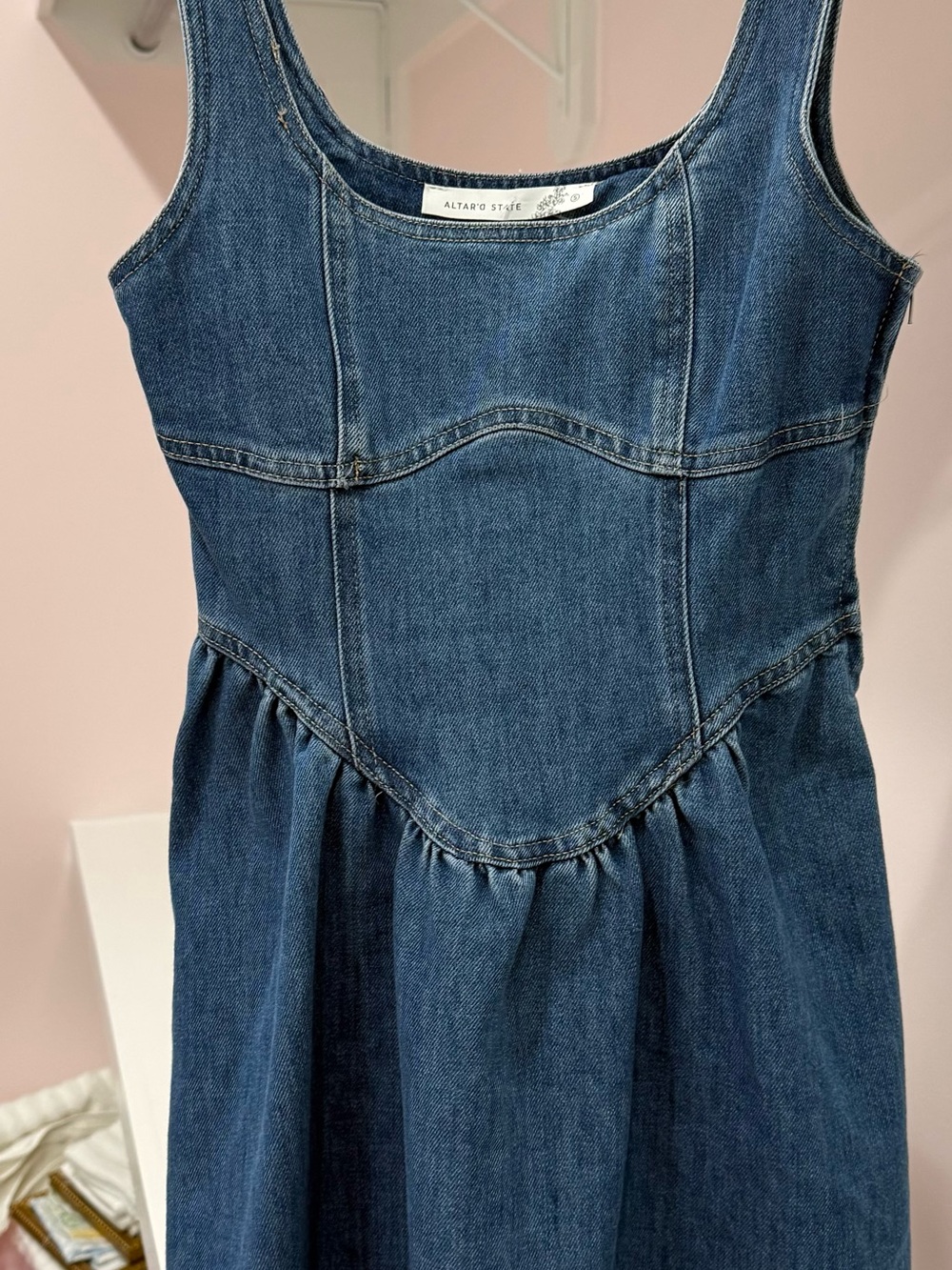 Altar'd State Girls' Denim Tank Dress in Blue